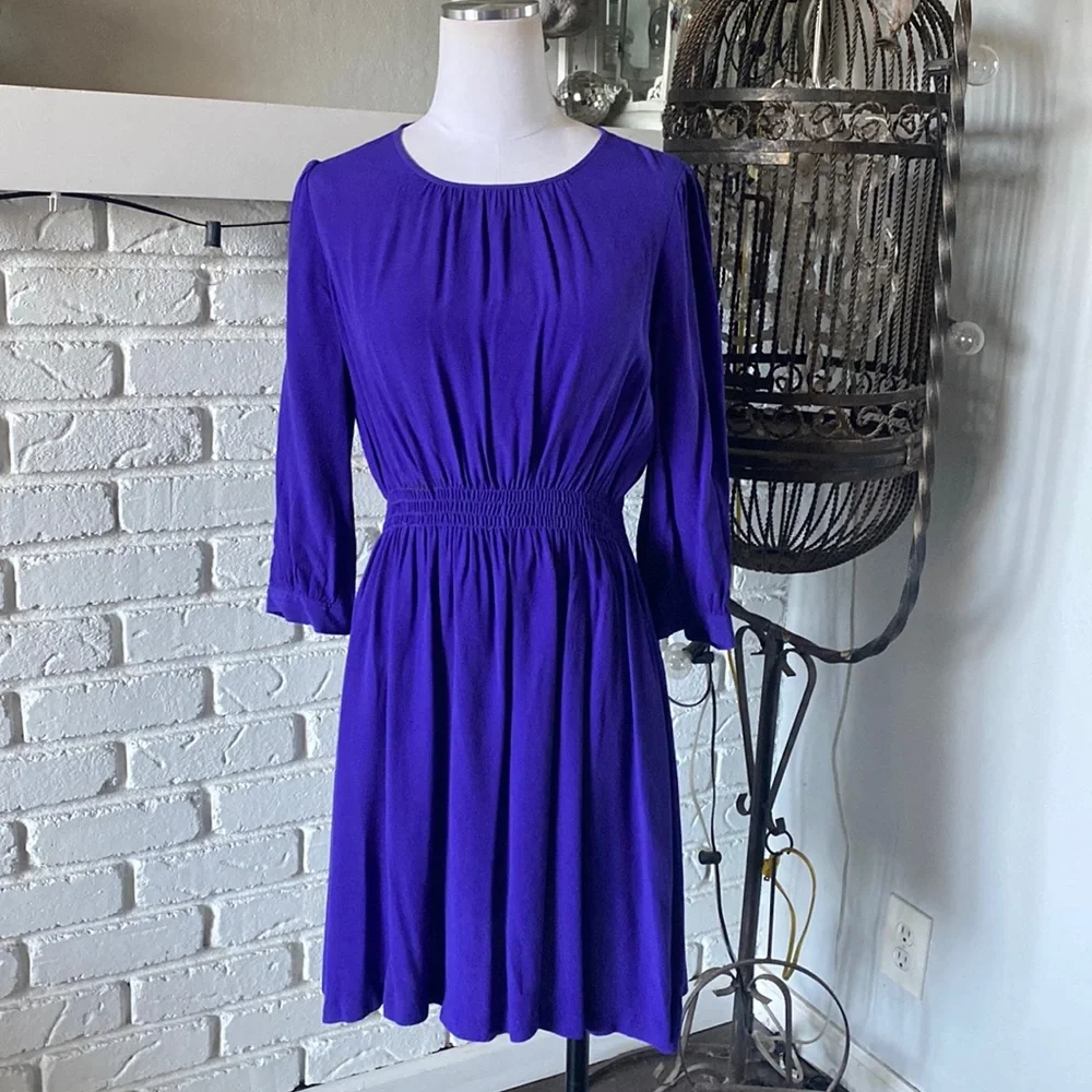 KATE SPADE New York ZARI DRESS CREPE ELASTIC SHIRRED WAIST FIT FLARE 8 - Picture 1 of 10
